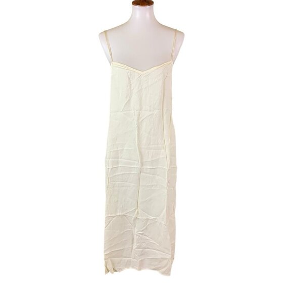 Jessica McClintock Cream Slip Midi Dress Spaghetti Strap Small Slit Large - Picture 1 of 6